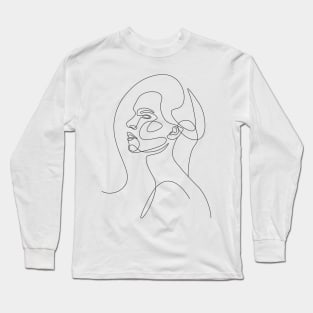 woman head lineart one line drawing Long Sleeve T-Shirt